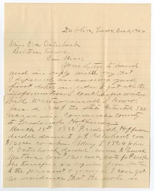 Primary view of object titled '[Letter from W. T. Daniel to Ora Osterhout, December 11, 1904]'.