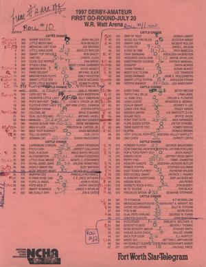 Primary view of object titled 'Cutting Horse Competition Entry List:  1997-derby-r10'.
