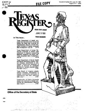 Primary view of object titled 'Texas Register, Volume 6, Number 46, Pages 2171-2200, June 19, 1981'.