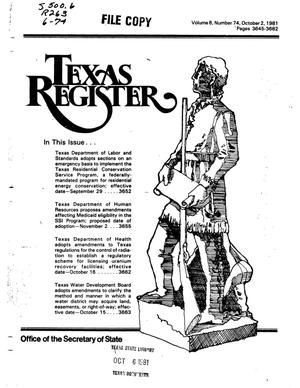 Primary view of object titled 'Texas Register, Volume 6, Number 74, Pages 3645-3682, October 2, 1981'.