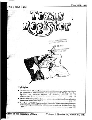 Primary view of object titled 'Texas Register, Volume 7, Number 24, Pages 1329-1352, March 30, 1982'.