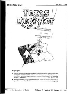 Primary view of object titled 'Texas Register, Volume 7, Number 65, Pages 3163-3196, August 31, 1982'.