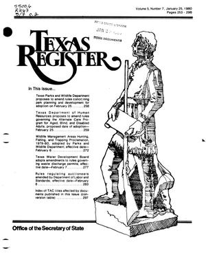 Primary view of object titled 'Texas Register, Volume 5, Number 7, Pages 253-296, January 25, 1980'.