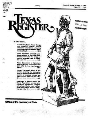 Primary view of object titled 'Texas Register, Volume 5, Number 36, Pages 1811-1878, May 13, 1980'.