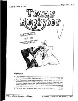 Primary view of object titled 'Texas Register, Volume 7, Number 41, Pages 2095-2140, June 4, 1982'.