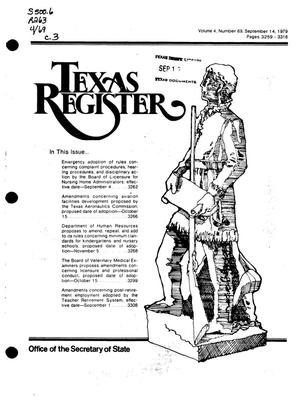 Primary view of object titled 'Texas Register, Volume 4, Number 69, Pages 3259-3318, September 14, 1979'.
