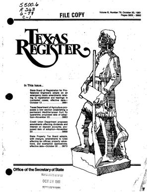 Primary view of object titled 'Texas Register, Volume 6, Number 79, Pages 3855-3892, October 20, 1981'.