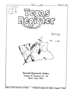 Primary view of object titled 'Texas Register, Volume 8, Quarterly II Numbers 23-46, Pages 55-156, August 2, 1983'.