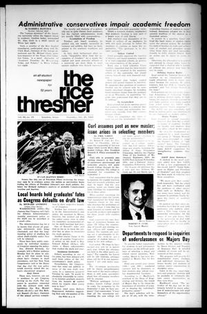 Primary view of object titled 'The Rice Thresher (Houston, Tex.), Vol. 55, No. 19, Ed. 1 Thursday, February 29, 1968'.