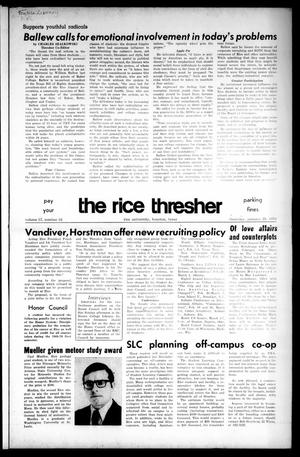 Primary view of object titled 'The Rice Thresher (Houston, Tex.), Vol. 57, No. 16, Ed. 1 Thursday, January 29, 1970'.