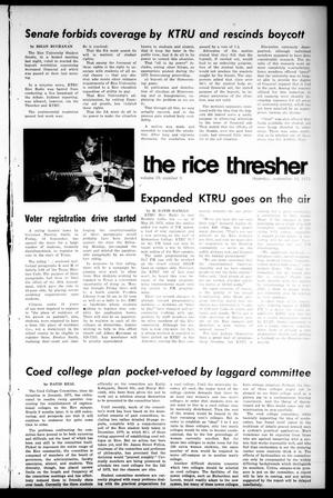 Primary view of object titled 'The Rice Thresher (Houston, Tex.), Vol. 59, No. 3, Ed. 1 Thursday, September 16, 1971'.