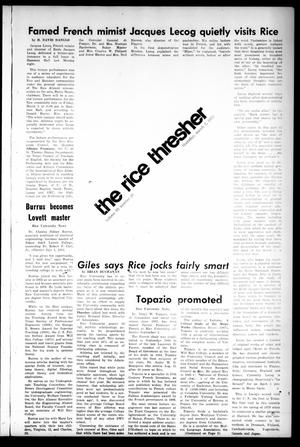 Primary view of The Rice Thresher (Houston, Tex.), Vol. 59, No. 20, Ed. 1 Thursday, March 2, 1972