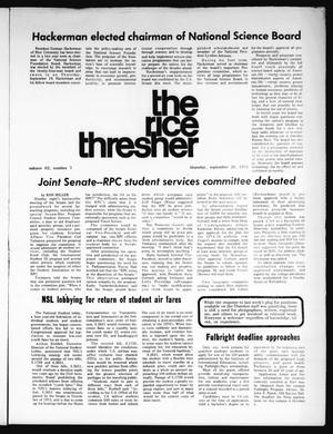 Primary view of object titled 'The Rice Thresher (Houston, Tex.), Vol. 62, No. 7, Ed. 1 Thursday, September 26, 1974'.