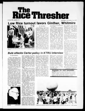 Primary view of object titled 'The Rice Thresher (Houston, Tex.), Vol. 65, No. 14, Ed. 1 Thursday, November 10, 1977'.