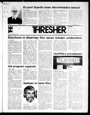 Primary view of object titled 'The Rice Thresher (Houston, Tex.), Vol. 68, No. 24, Ed. 1 Thursday, February 19, 1981'.