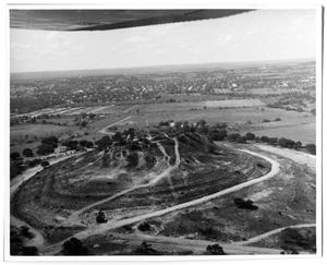Primary view of object titled '[Aerial View of Cross Mountain and Fredericksburg, TX]'.