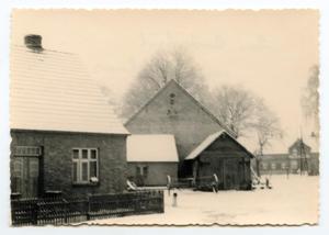 Primary view of object titled '[Brick Buildings in Snow]'.