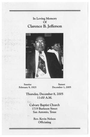 Primary view of object titled '[Funeral Program for Clarence B. Jefferson, December 8, 2005]'.