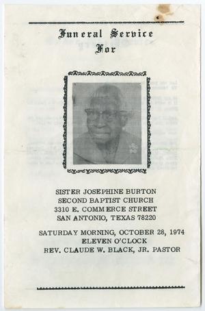 Primary view of object titled '[Funeral Program for Josephine Burton, October 28, 1974]'.