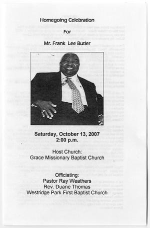 Primary view of object titled '[Funeral Program for Frank Lee Butler, October 13, 2007]'.