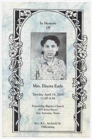 Primary view of object titled '[Funeral Program for Elnora Earle, April 19, 2005]'.