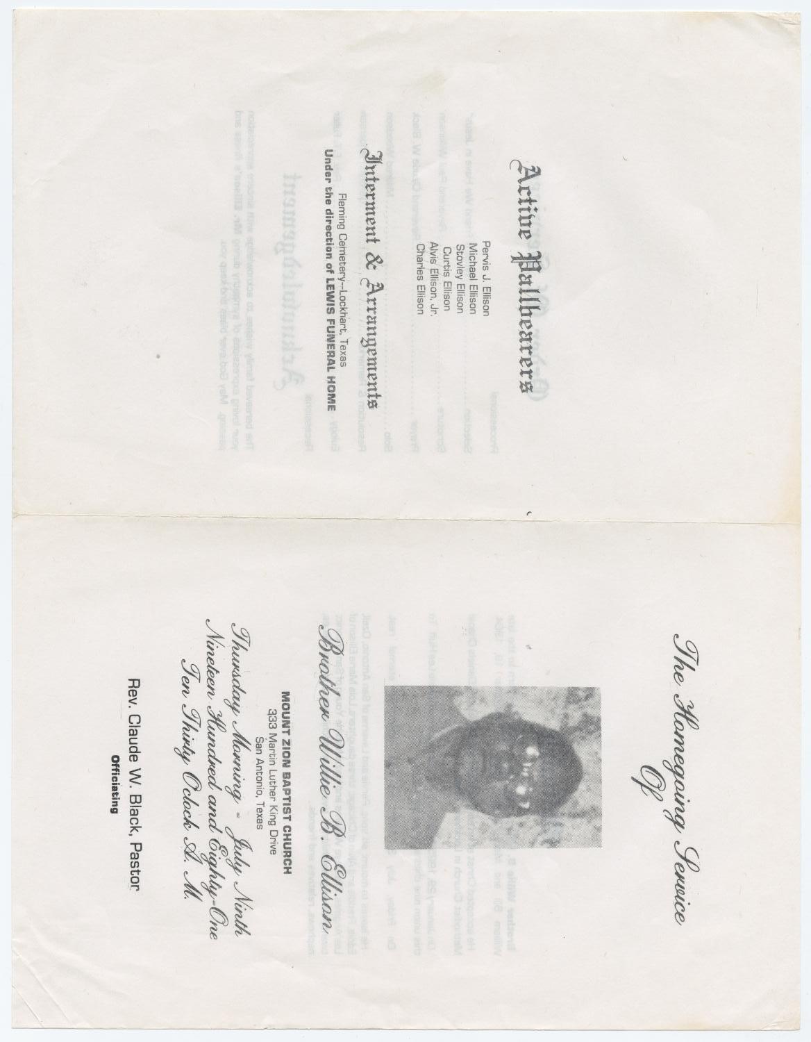 [Funeral Program for Willie B. Ellison, July 9, 1981]
                                                
                                                    [Sequence #]: 3 of 3
                                                