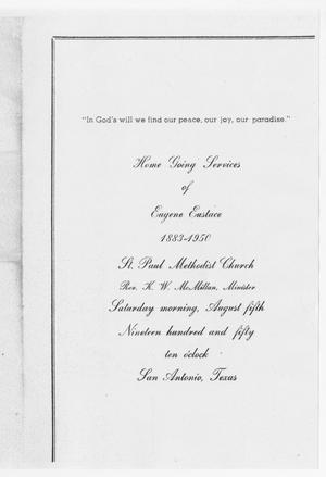 Primary view of [Funeral Program for Eugene Eustace, August 5, 1950]