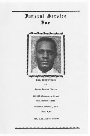 Primary view of object titled '[Funeral Program for John Fields, March 1, 1975]'.
