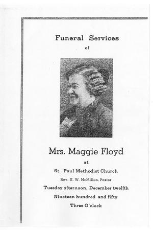 Primary view of [Funeral Program for Maggie Floyd, December 12, 1950]