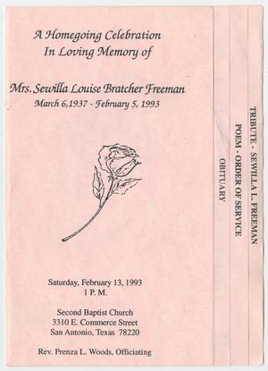 Primary view of object titled '[Funeral Program for Sewilla Louise Bratcher Freeman, February 13, 1993]'.