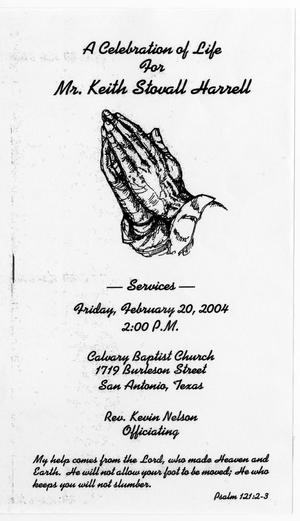 Primary view of object titled '[Funeral Program for Keith Stovall Harrell, February 20, 2004]'.