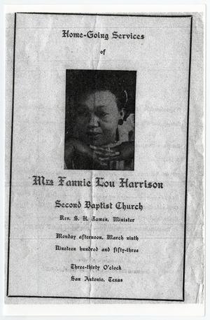 Primary view of object titled '[Funeral Program for Fannie Lou Harrison, March 9, 1953]'.