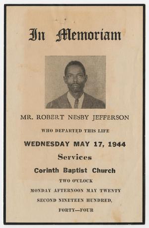 Primary view of object titled '[Funeral Program for Robert Nesby Jefferson, May 22, 1954]'.