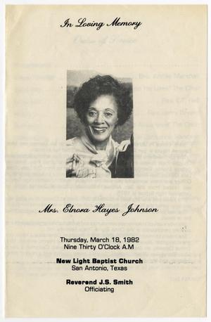 Primary view of object titled '[Funeral Program for Elnora Hayes Johnson, March 18, 1982]'.
