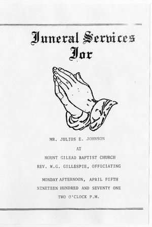 Primary view of object titled '[Funeral Program for Julius E. Johnson, April 5, 1971]'.