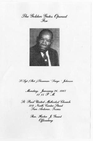 Primary view of object titled '[Funeral Program for Thurman Johnson, January 26, 1987]'.