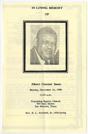 Primary view of object titled '[Funeral Program for Albert Chester Jones, December 31, 1990]'.