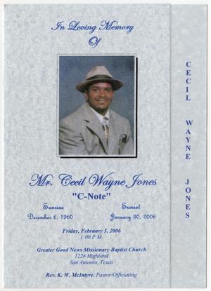 Primary view of object titled '[Funeral Program for Cecil Wayne Jones, February 3, 2006]'.