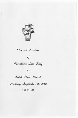 Primary view of [Funeral Program for Geraldine Lott King, September 11, 1950]