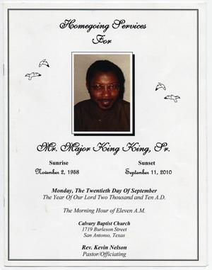 Primary view of object titled '[Funeral Program for Major King King, Sr., September 20, 2010]'.