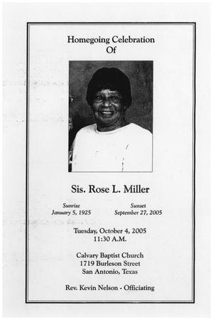 Primary view of object titled '[Funeral Program for Rose L. Miller, October 4, 2005]'.