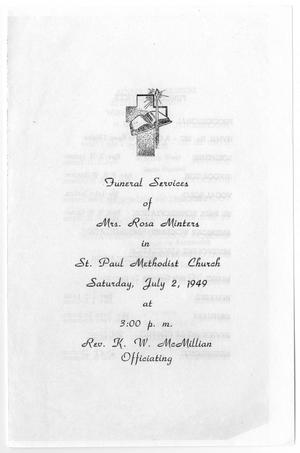 Primary view of object titled '[Funeral Program for Rosa Minters, July 2, 1949]'.