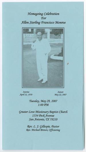 Primary view of object titled '[Funeral Program for Allen Sterling Francisco Monroe, May 29, 2007]'.