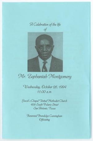 Primary view of object titled '[Funeral Program for Zephaniah Montgomery, October 26, 1994]'.