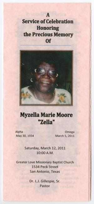 Primary view of object titled '[Funeral Program for Myzella Marie Moore, March 12, 2011]'.