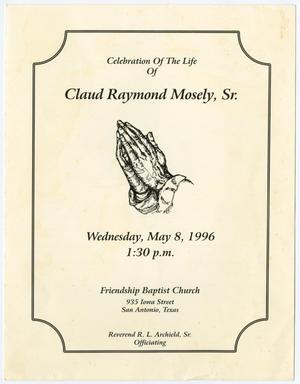 Primary view of object titled '[Funeral Program for Claud Raymond Mosely, Sr., May 8, 1996]'.