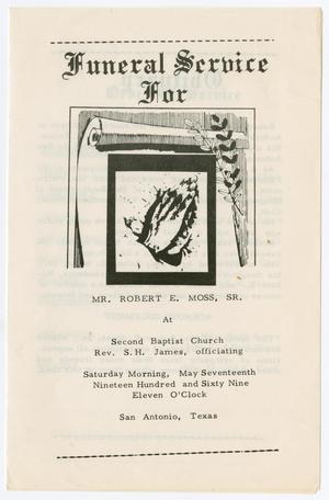 Primary view of object titled '[Funeral Program for Robert E. Moss, Sr., May 17, 1969]'.