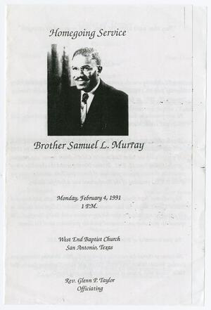 Primary view of object titled '[Funeral Program for Samuel L. Murray, February 4, 1991]'.