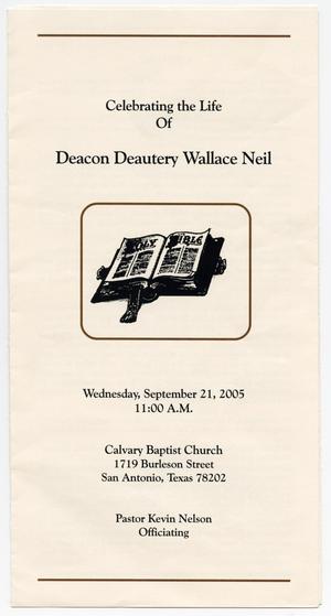 Primary view of object titled '[Funeral Program for Deautery Wallace Neil, September 21, 2005]'.