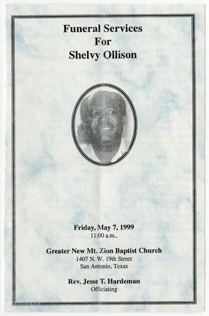 Primary view of object titled '[Funeral Program for Shelvy Ollison, May 7, 1999]'.